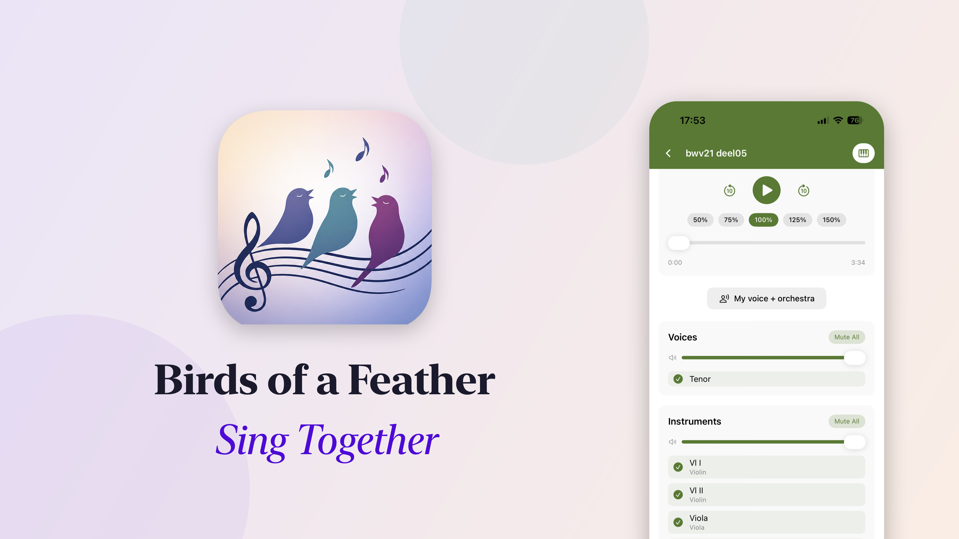 Birds of a Feather Sing Together choir practice app